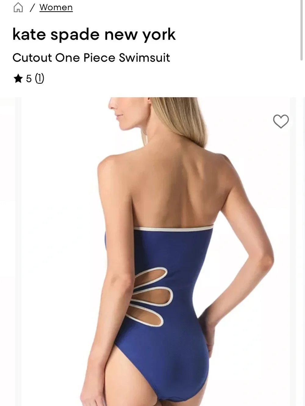 kate spade Navy Blue Strapless Cutout One-Piece Swimsuit